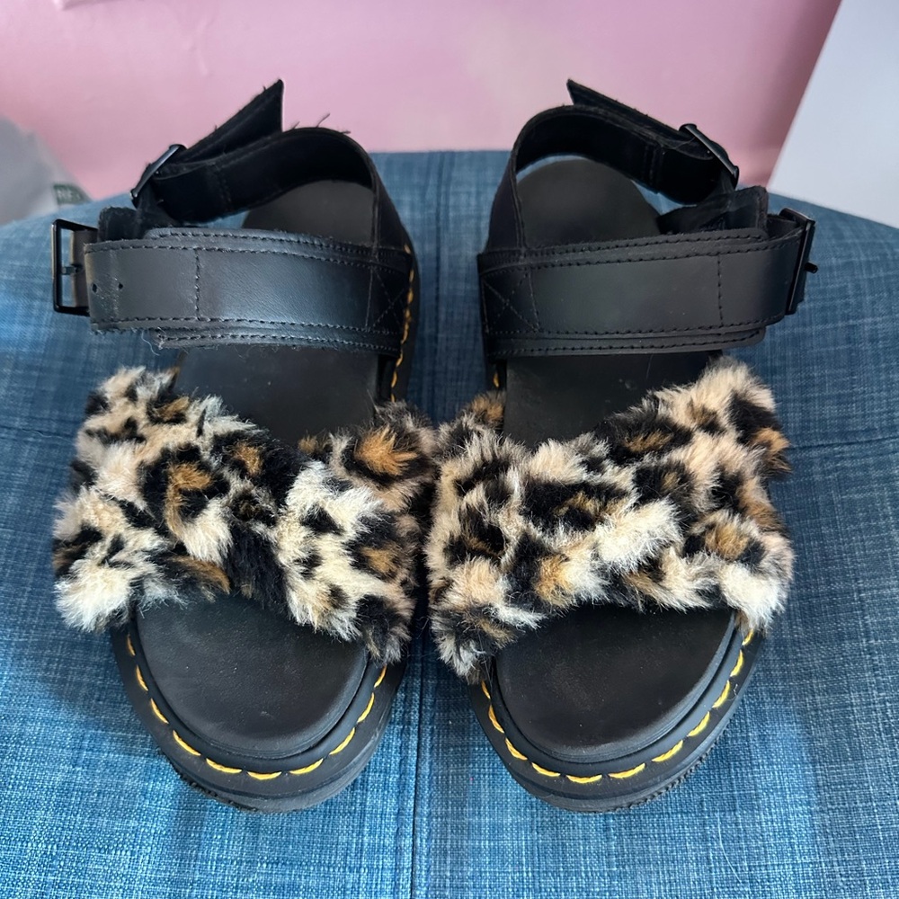 Dr. Martens Black and Leopard Sandals